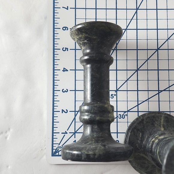 Set of 2 jade green marble candleholders - Picture 6 of 6